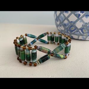 Paper Bead Bracelet​ Handmade Green